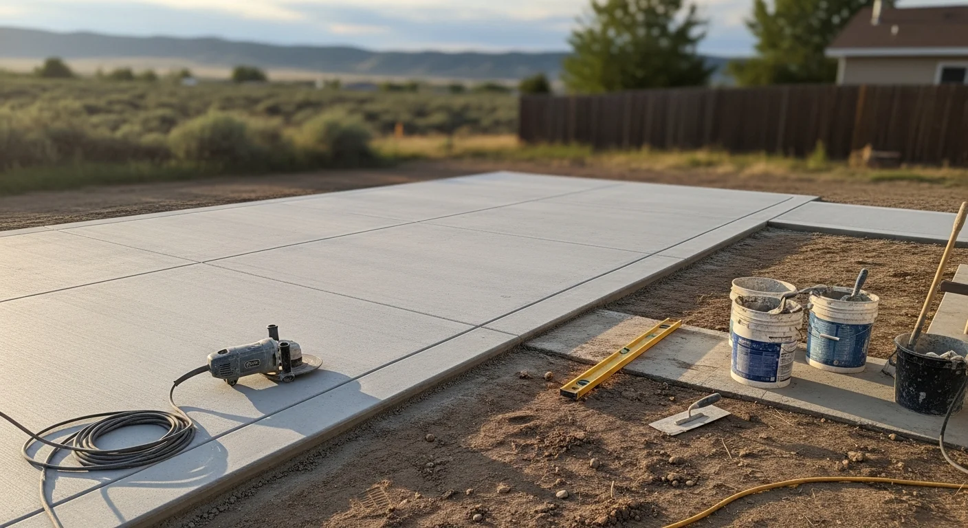 Concrete leveling equipment raising settled concrete slab