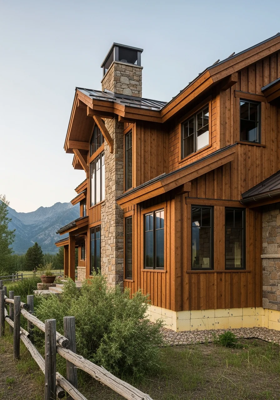 Portrait of a Jackson mountain home with high-end finishes and mountain-appropriate architectural details.